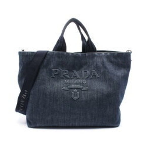 Prada DENIM Tote Bag Navy Blue - Picture 1 of 7